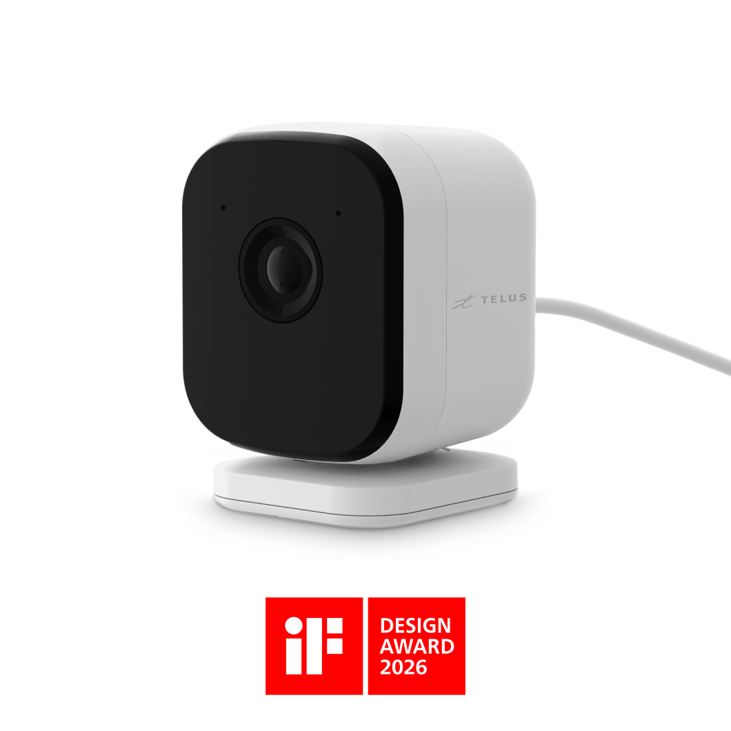 A TELUS Indoor Camera, winner of the iF Design Award.