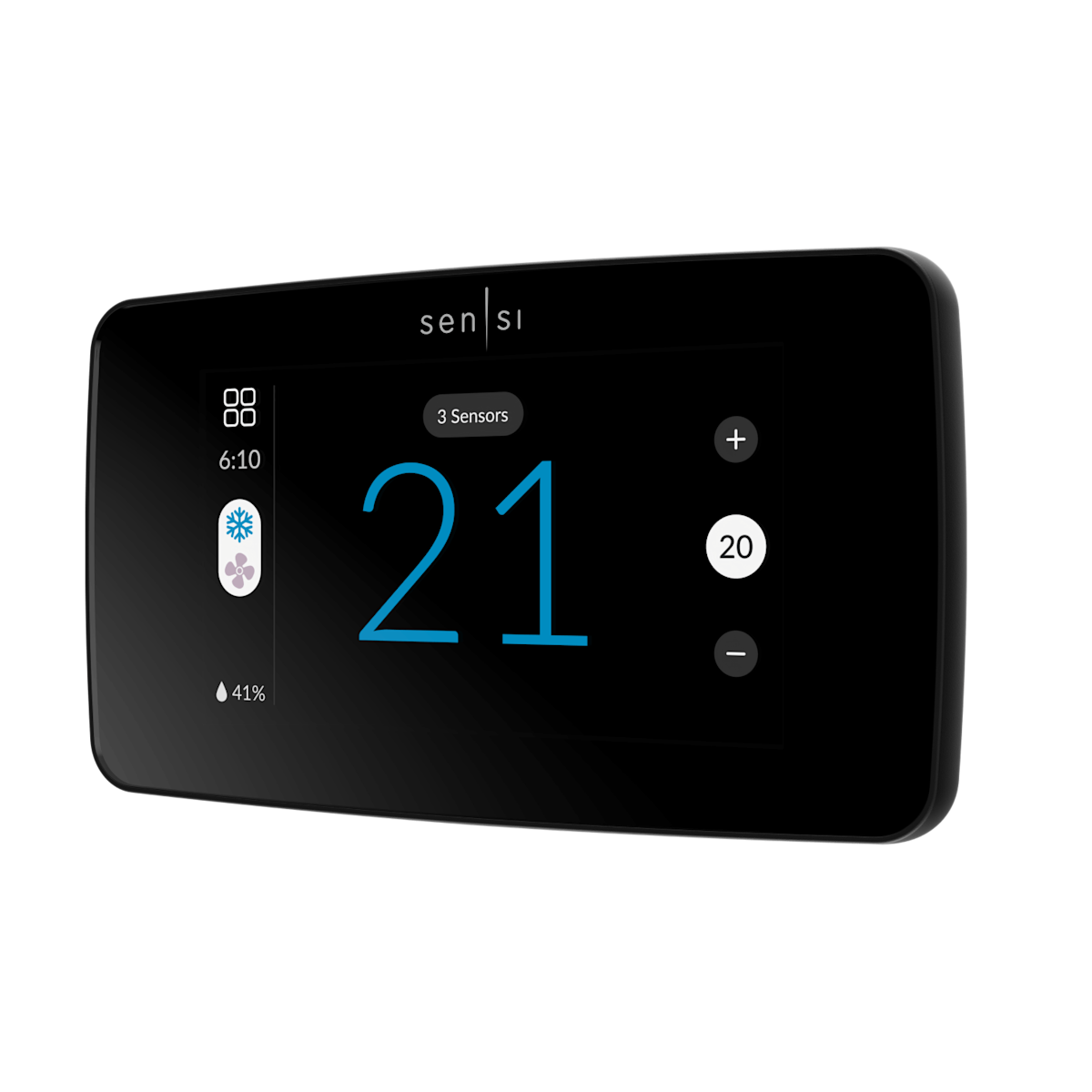 Le thermostat intelligent Sensi Touch 2 affichant la température.