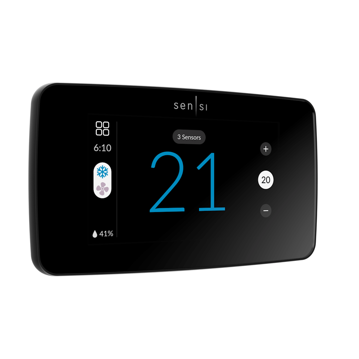 Le thermostat intelligent Sensi Touch 2 affichant la température.