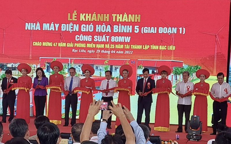 Khánh thành Nhà máy điện gió Hòa Bình 5 (giai đoạn 1) tại Bạc Liêu