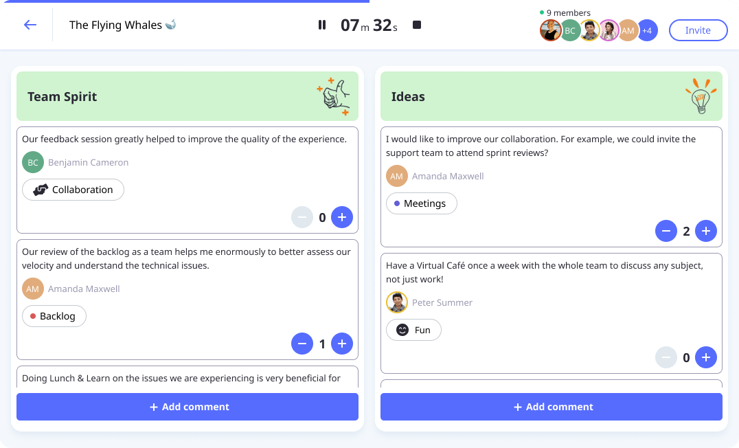 Appreciation Game Retrospective Template in Neatro
