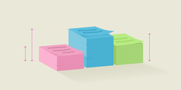 Une collection de post-it avec un graphique en courbes représentant la mesure du ROI.