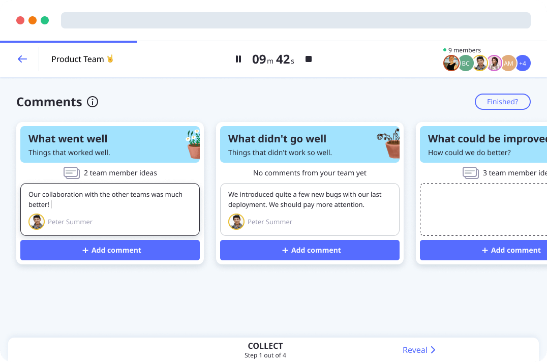 Write comments in the What Went Well retrospective template by Neatro