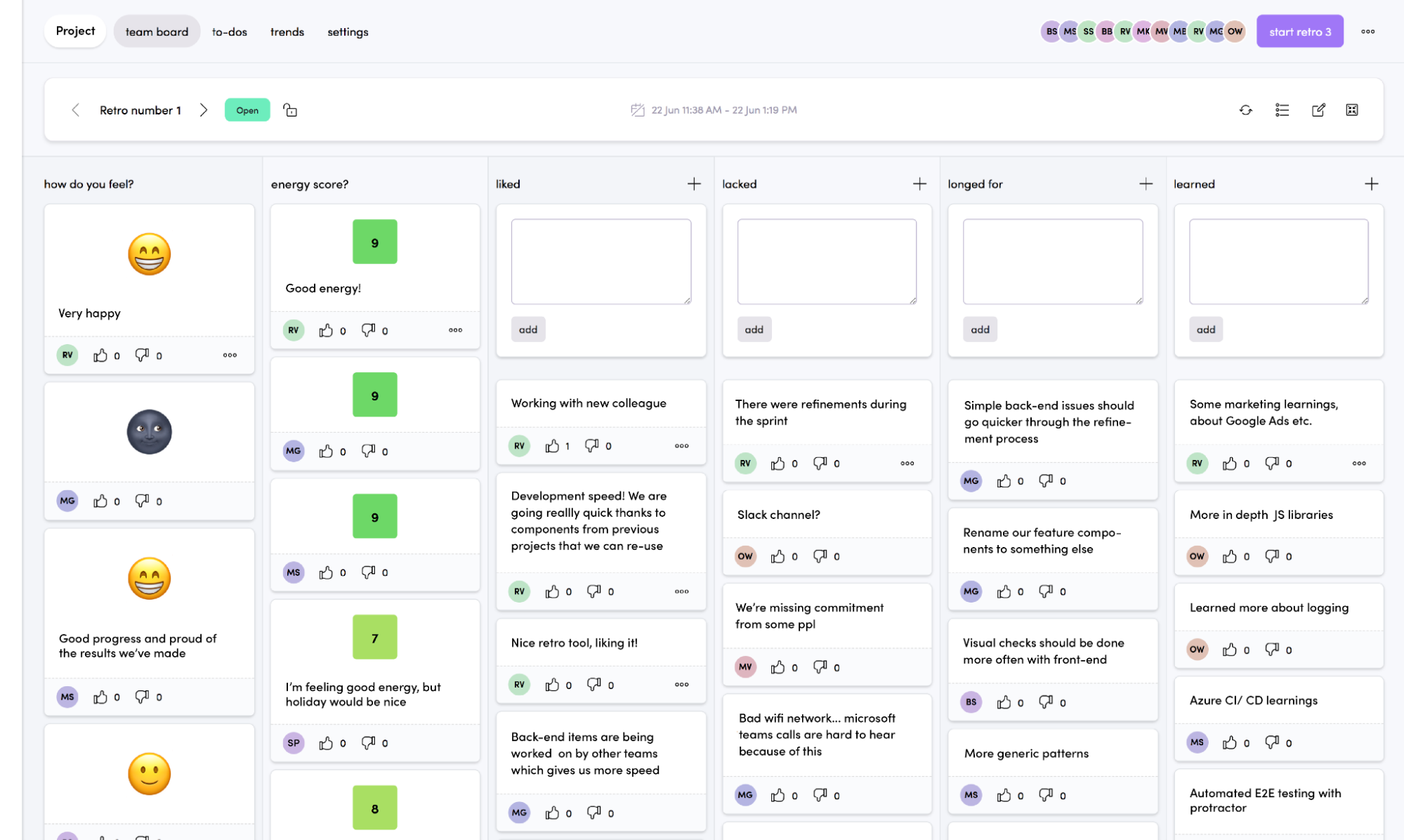 Retros.work Free Retrospective Tool