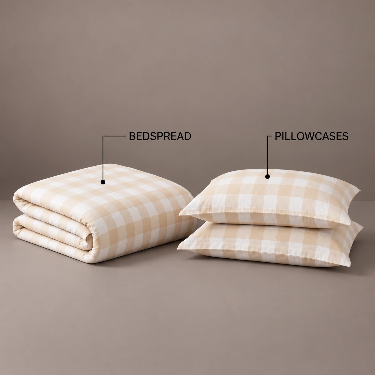 Linndecors Dune Squares Almond Buff Bedspread bedspread shown in Almond Buff