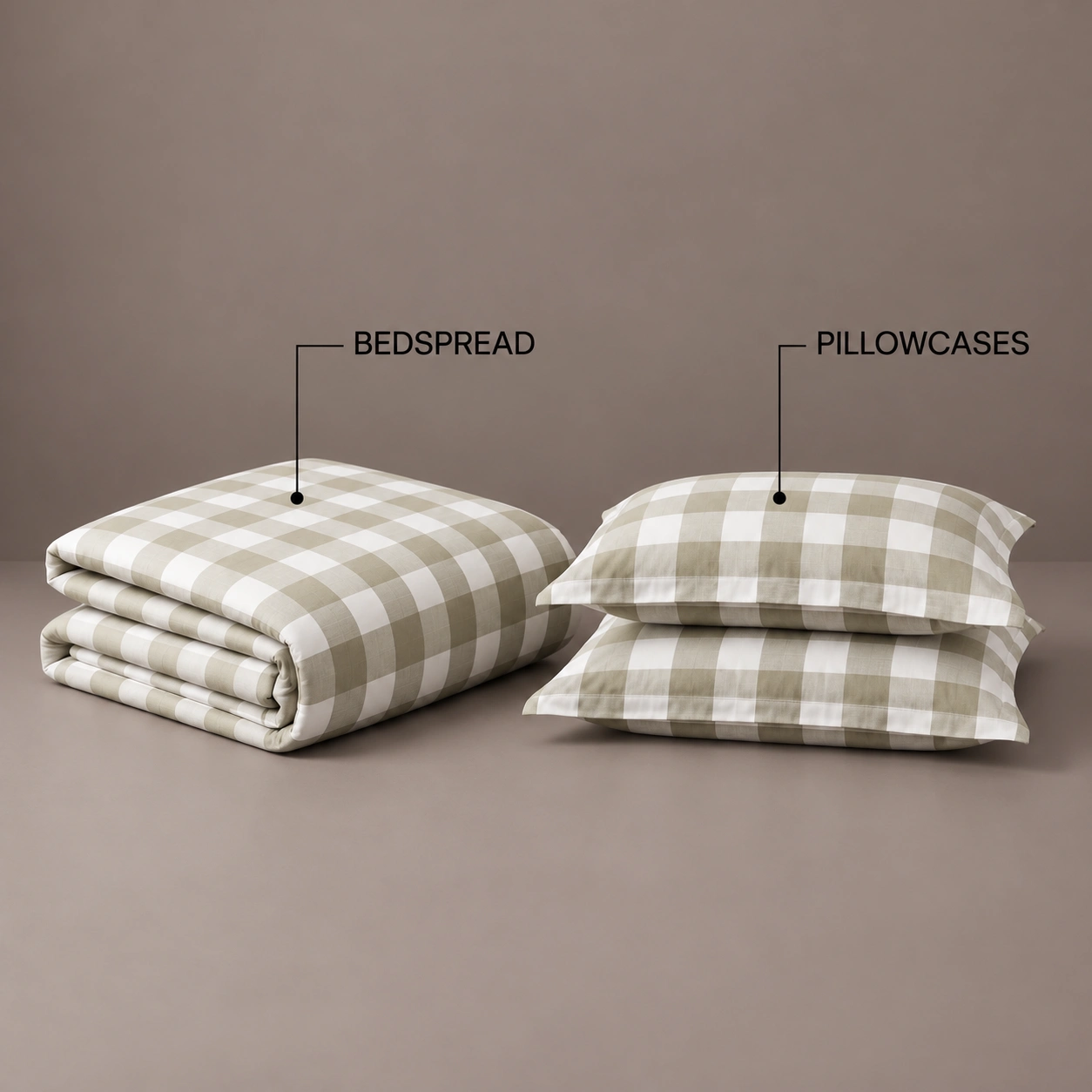 Linndecors Dune Squares Sage Green Bedspread bedspread shown in Sage Green