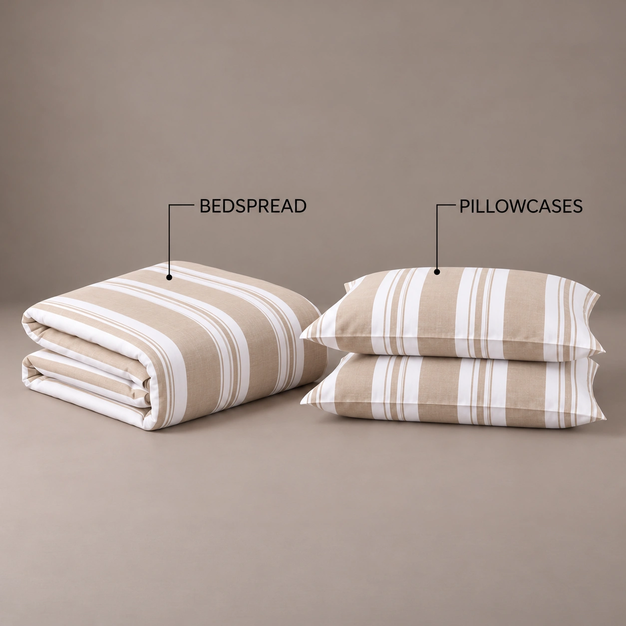 Linndecors Terra Cool Beige Bedspread bedspread shown in Beige