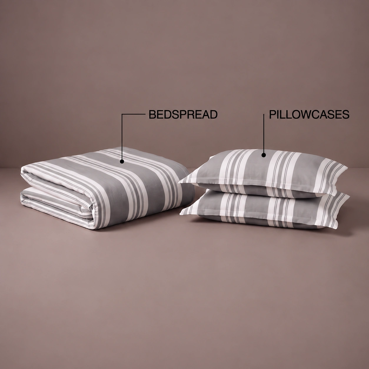 Linndecors Terra Cool Grey Bedspread bedspread shown in Grey