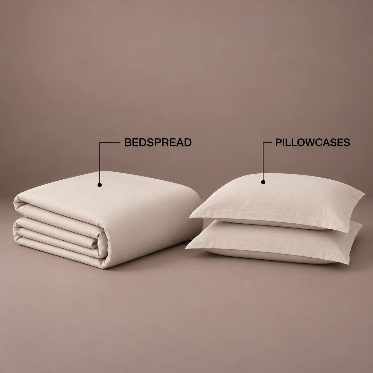 Linndecors Uni Beige Bedspread bedspread shown in Beige