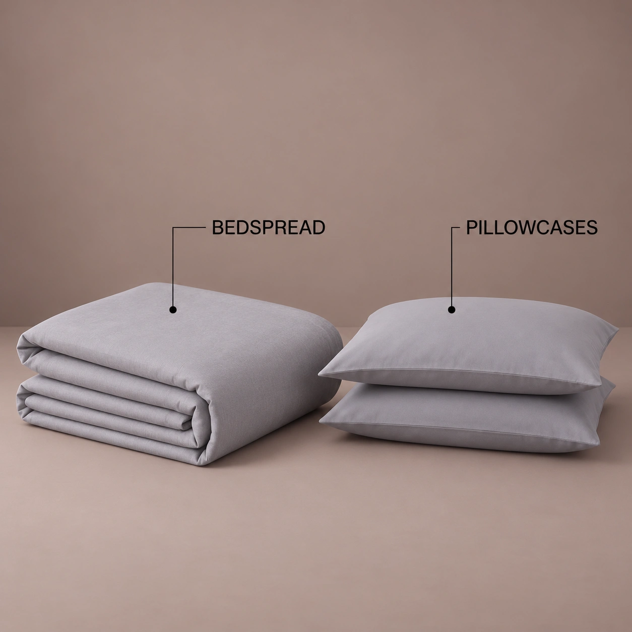 Linndecors Uni Grey Bedspread bedspread shown in Grey