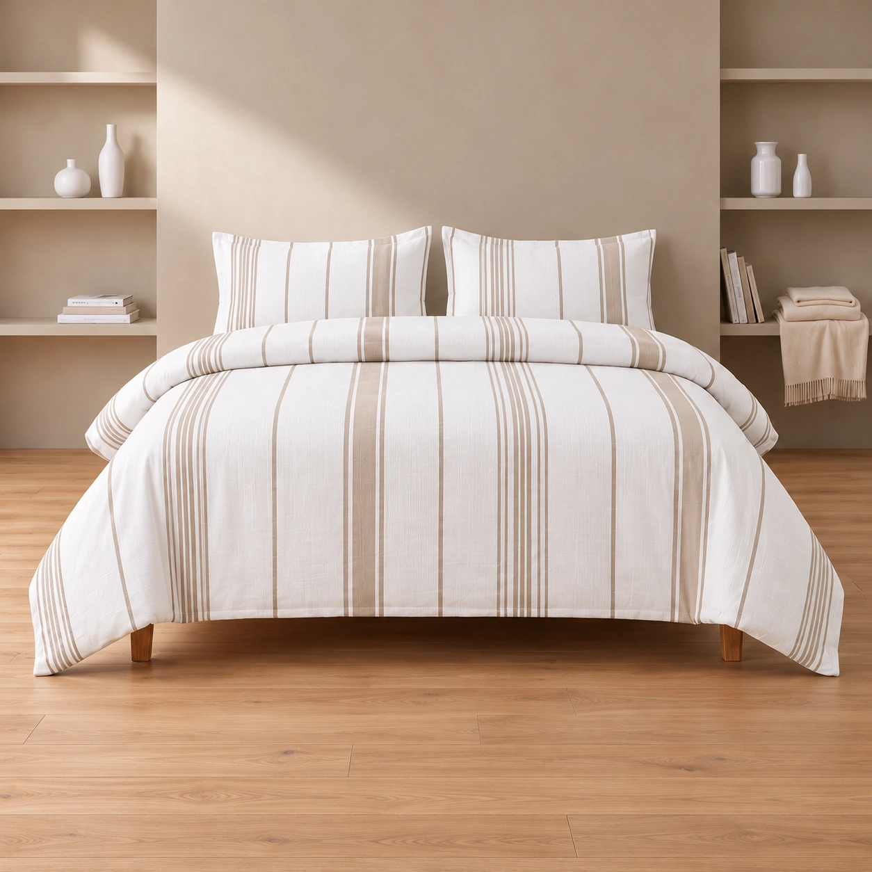 Linndecors SilverStream Beige Duvet Cover duvet cover shown in Beige
