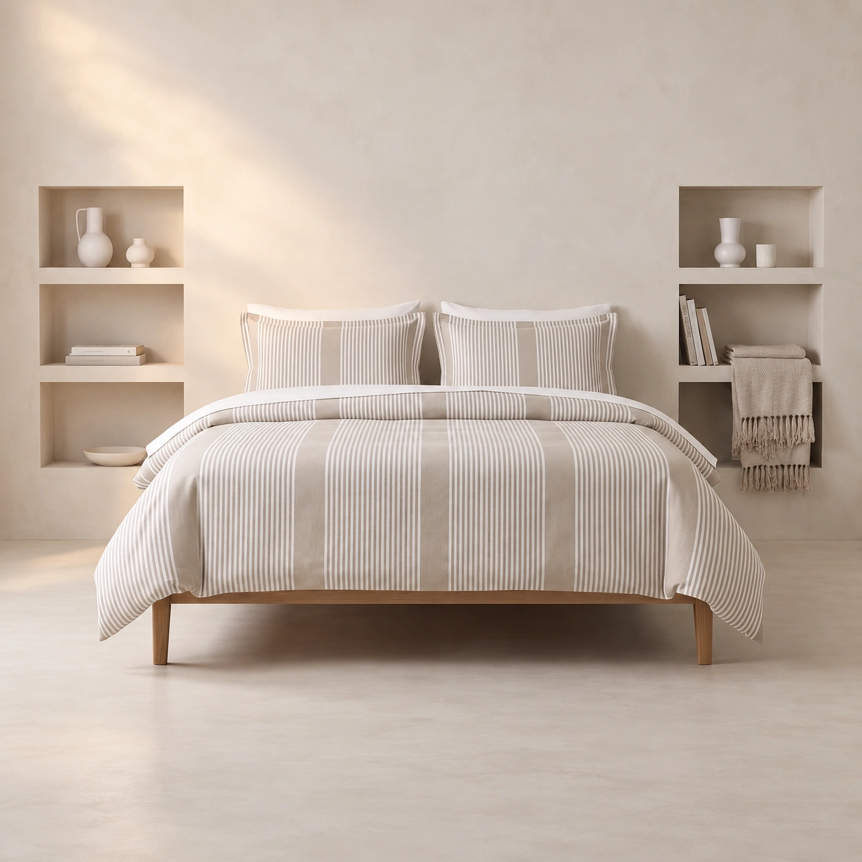 Linndecors Tiered Layers Beige Duvet Cover duvet cover shown in Beige