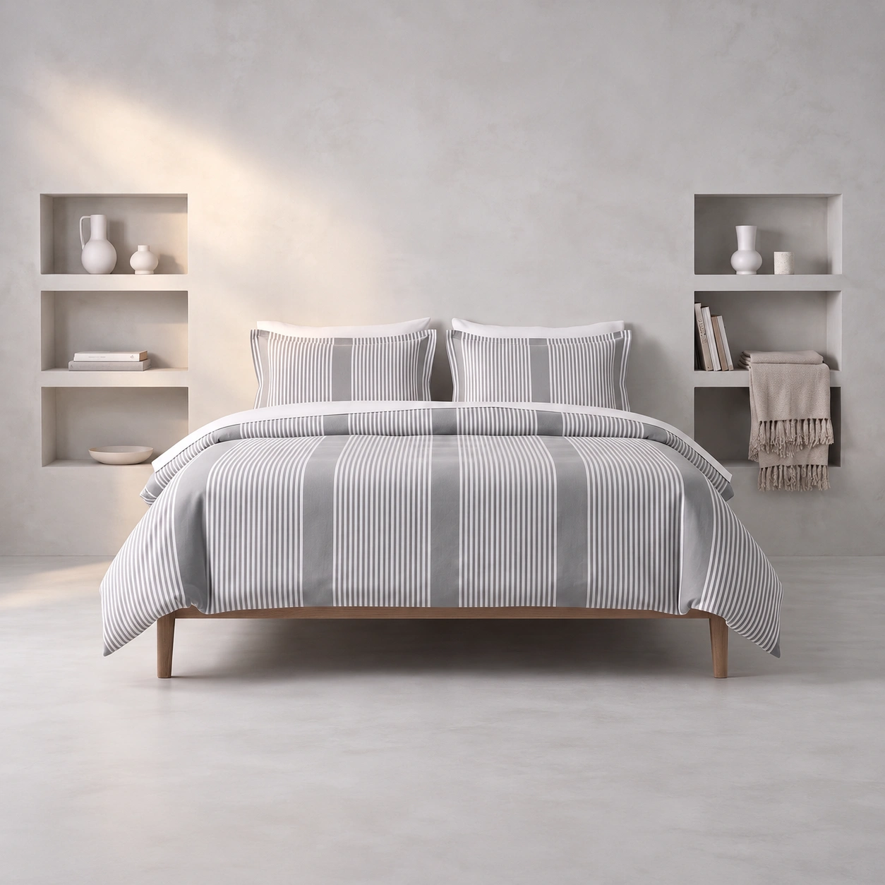 Linndecors Tiered Layers Grey Duvet Cover duvet cover shown in Grey