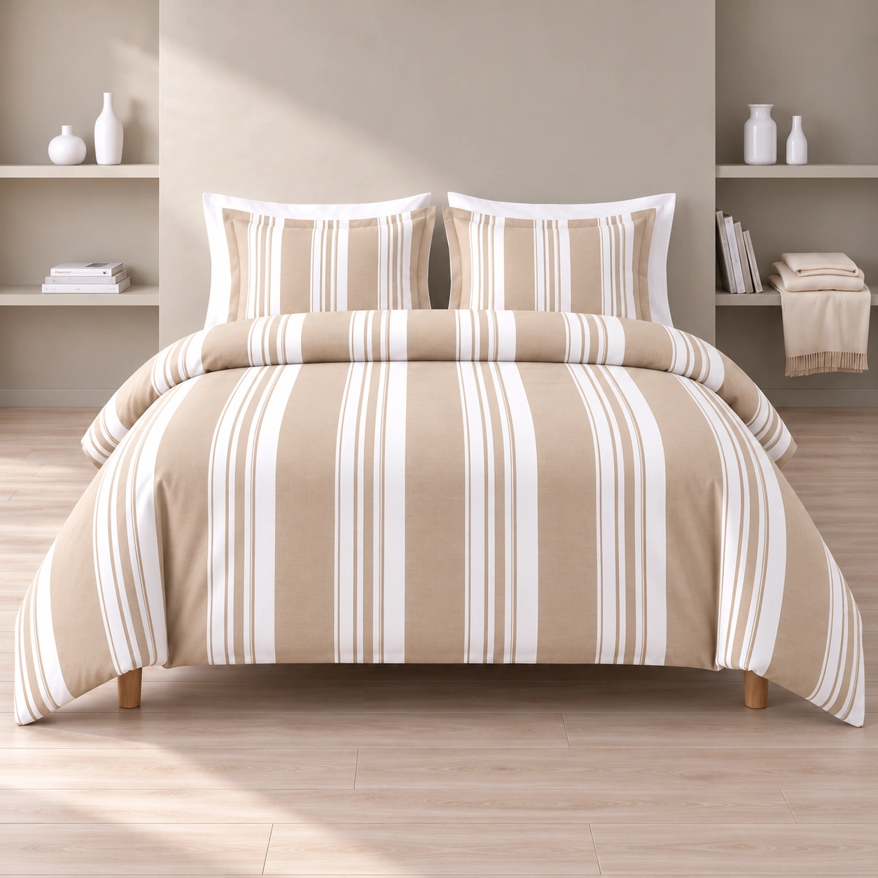 Linndecors Terra Cool Beige Duvet Cover duvet cover shown in Beige