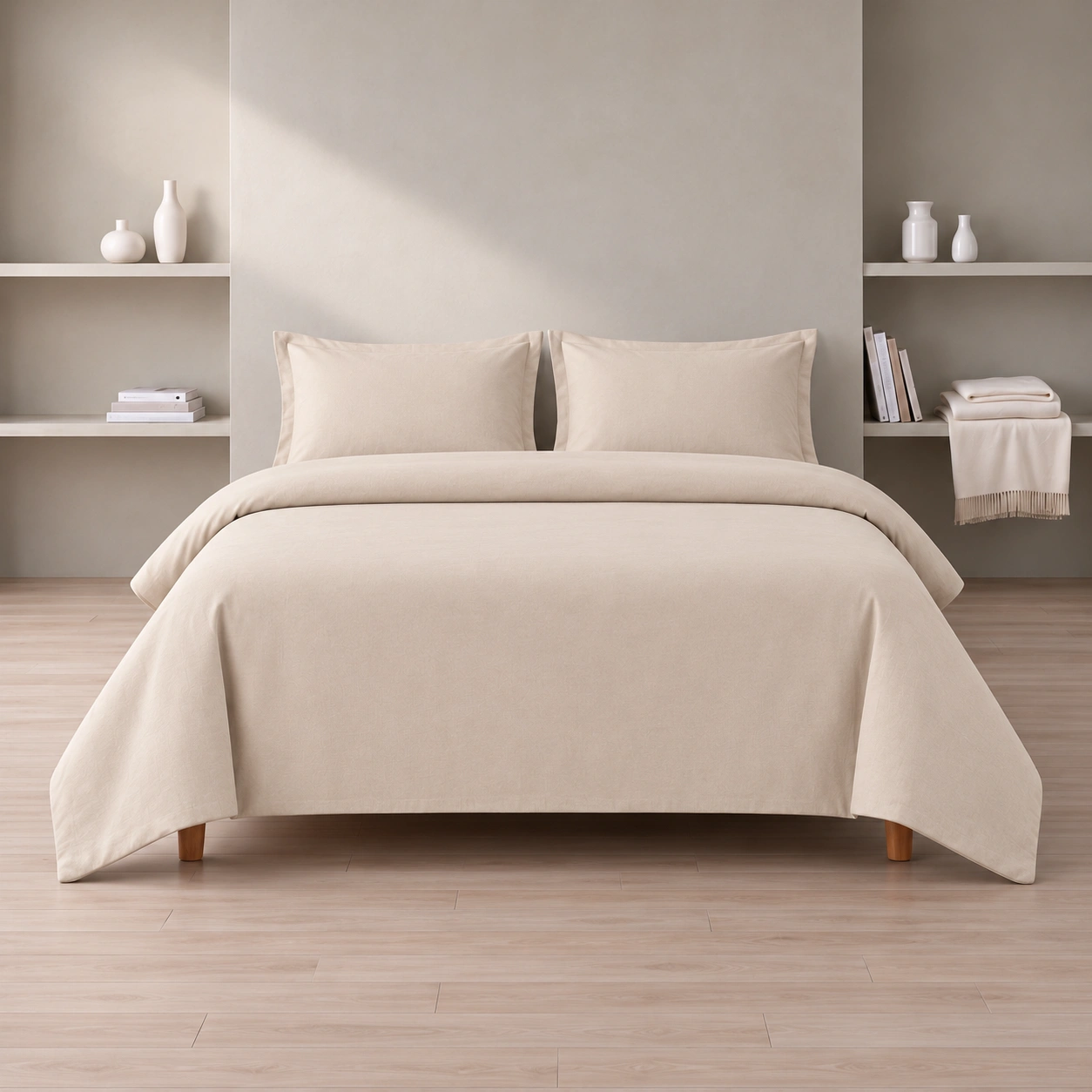 Linndecors Uni Beige Duvet Cover duvet cover shown in Beige