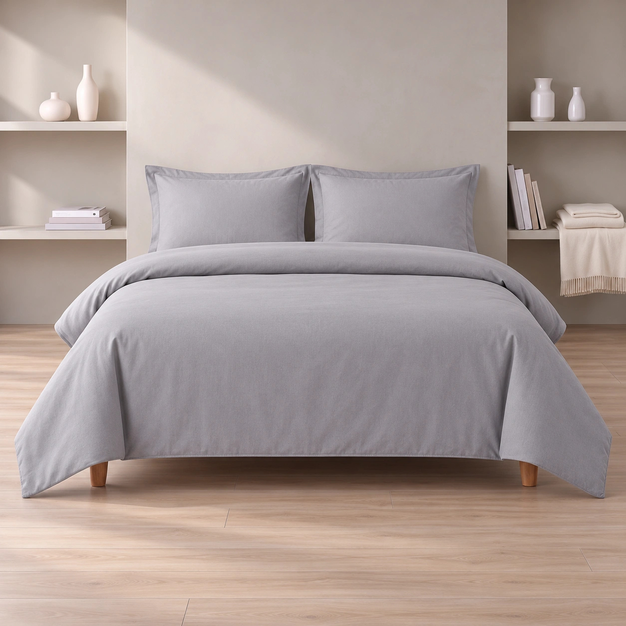 Linndecors Uni Grey Duvet Cover duvet cover shown in Grey