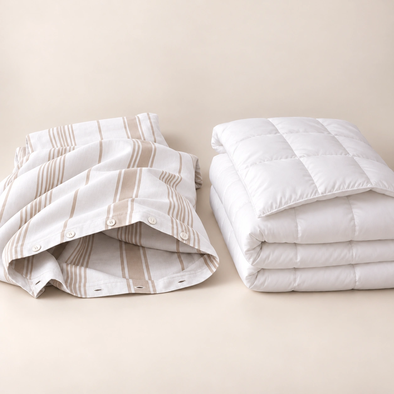 Linndecors SilverStream Beige Duvet Cover + Comforter duvet comforter set shown in Beige