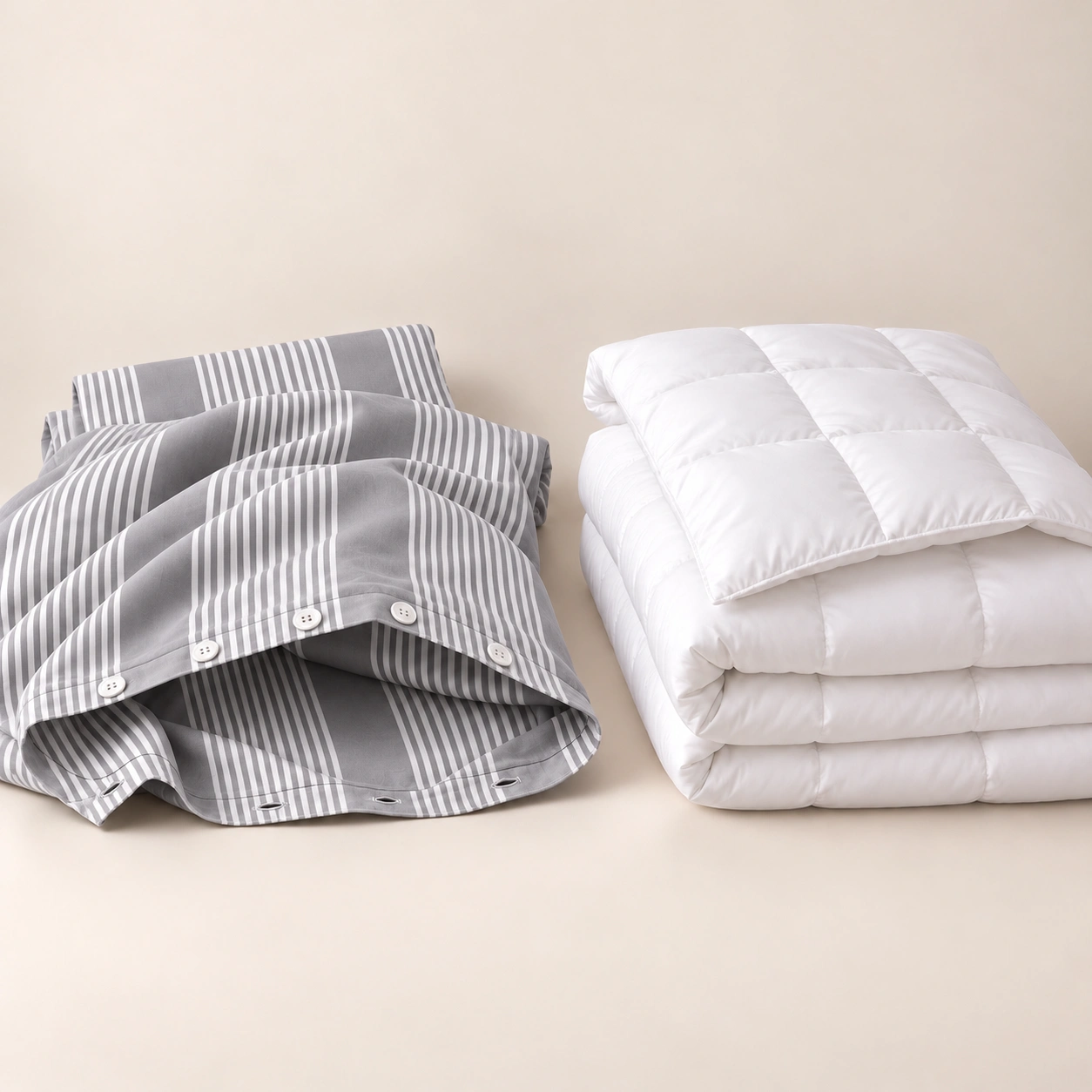 Linndecors Tiered Layers Grey Duvet Cover + Comforter duvet comforter set shown in Grey