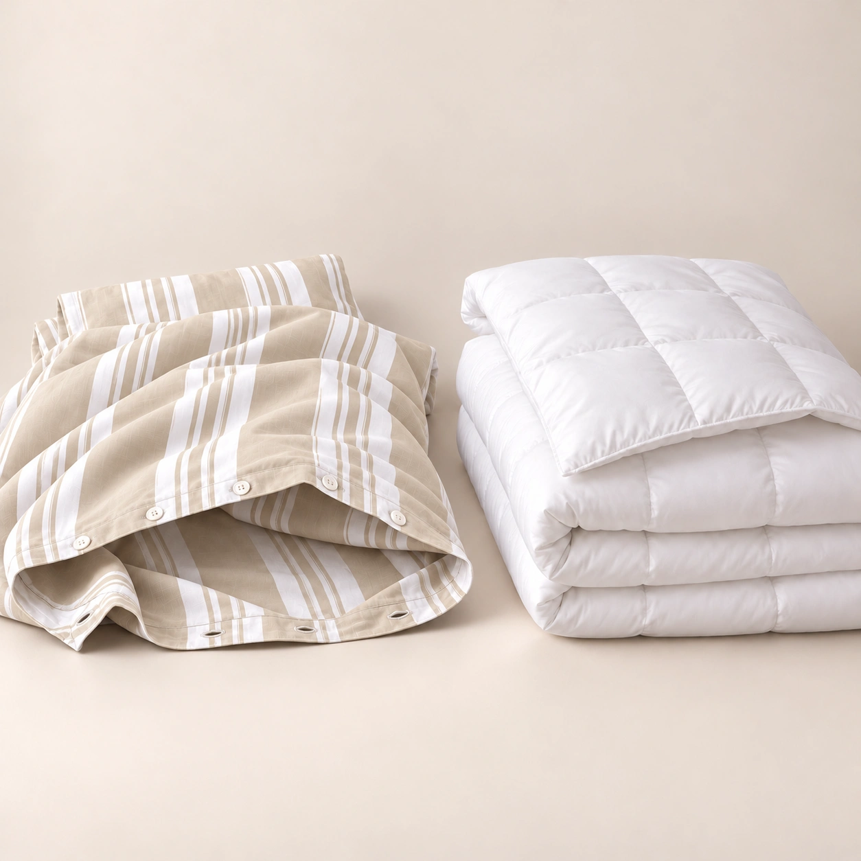 Linndecors Terra Cool Beige Duvet Cover + Comforter duvet comforter set shown in Beige