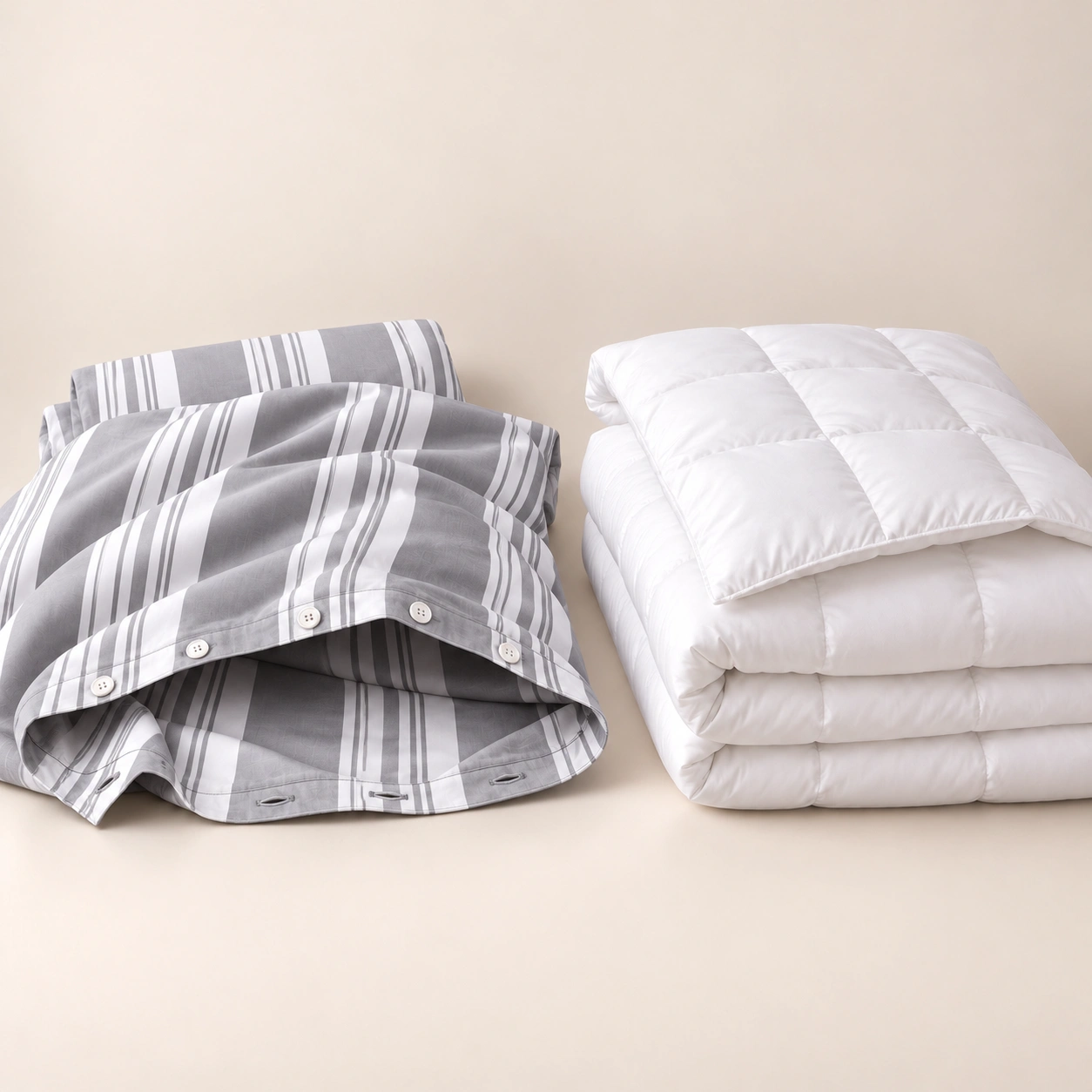 Linndecors Terra Cool Grey Duvet Cover + Comforter duvet comforter set shown in Grey