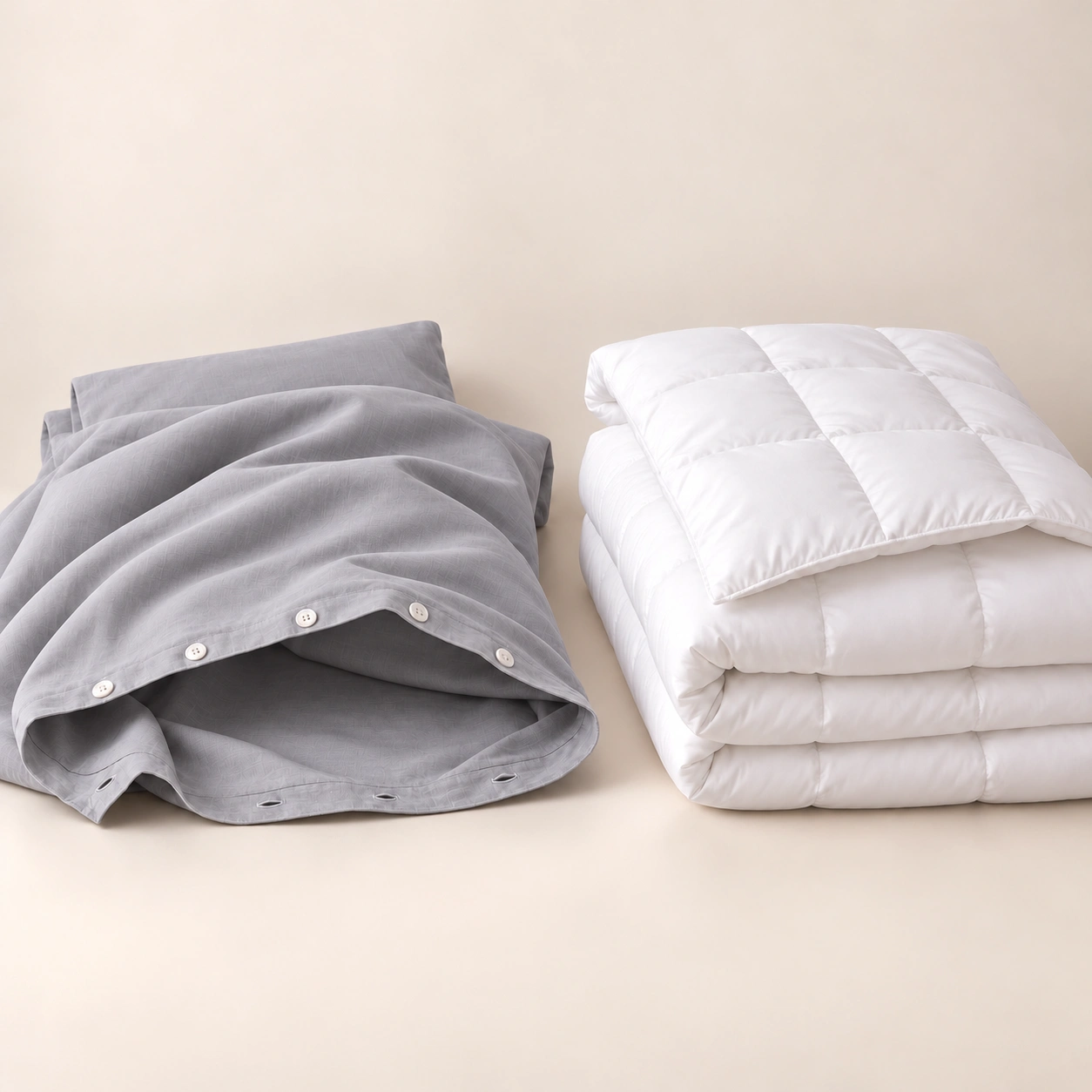 Linndecors Uni Grey Duvet Cover + Comforter duvet comforter set shown in Grey