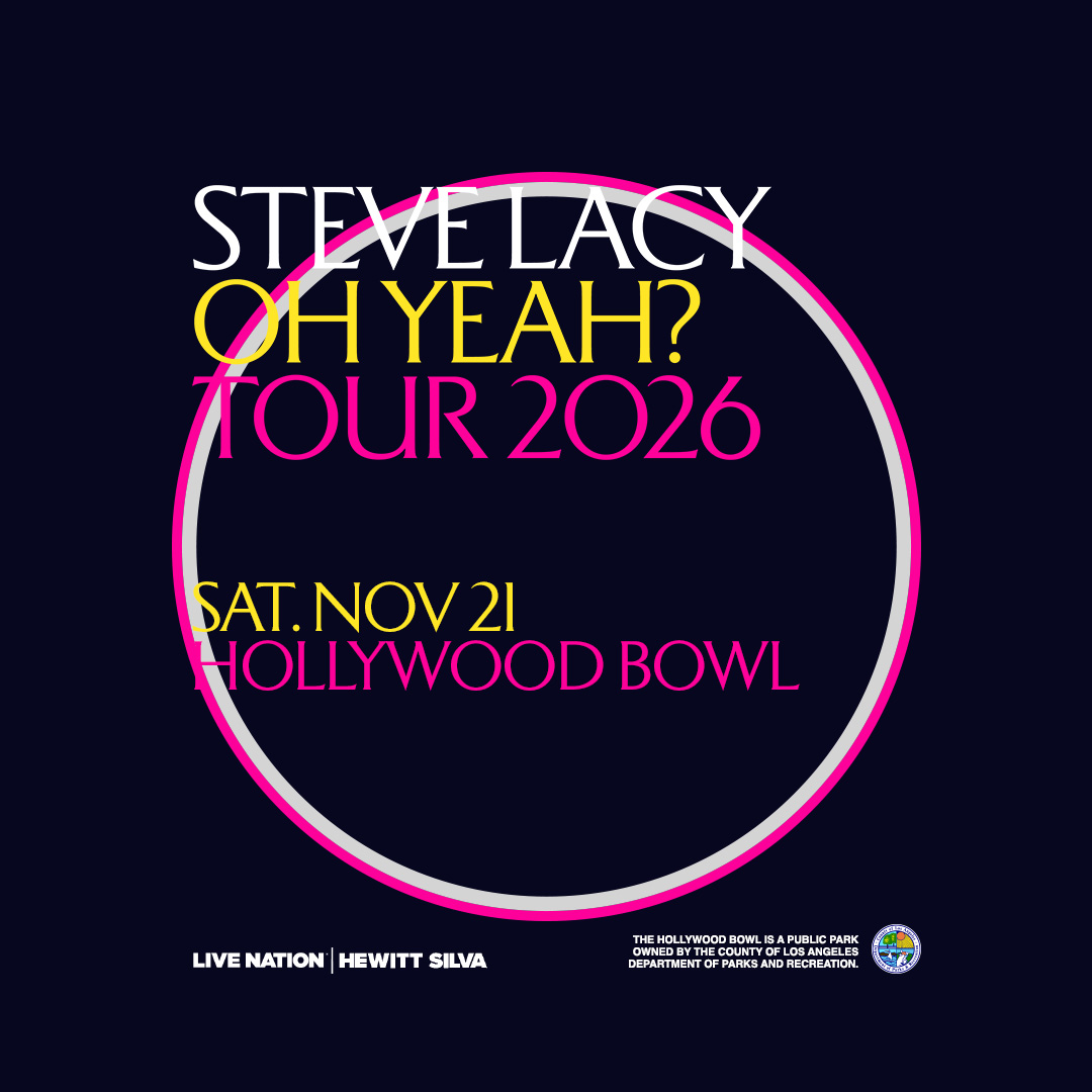 Steve Lacy Oh Yeah? Tour 2026 concert poster for Saturday, November 21 at the Hollywood Bowl, dark navy background.
