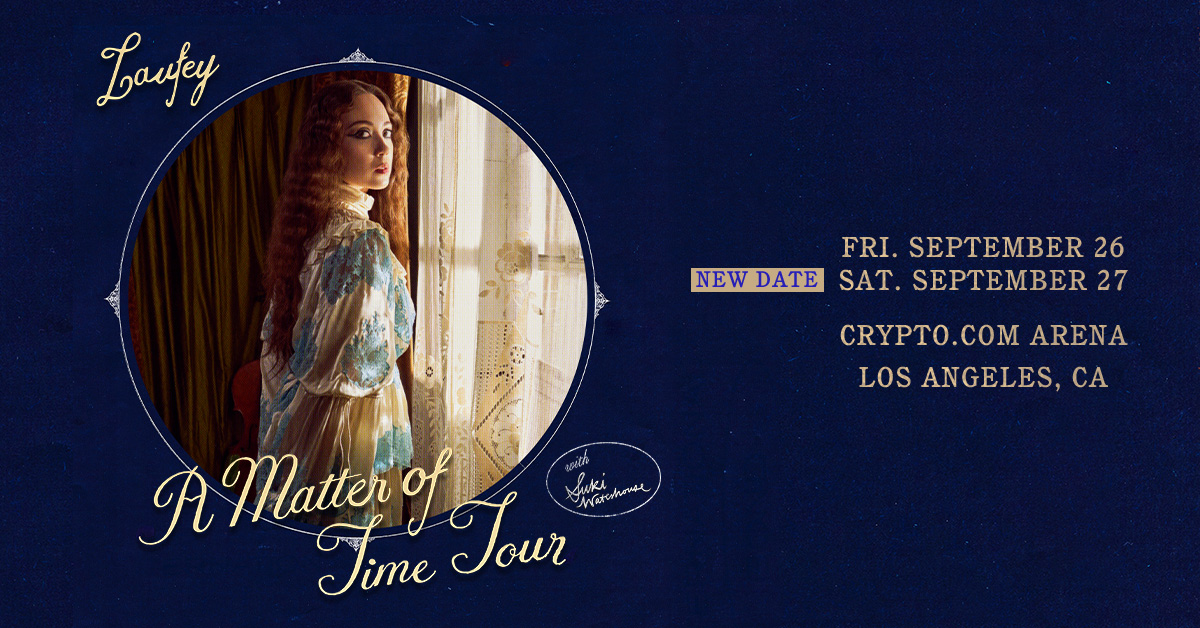 event fluer for Laufey at the Crypto Arena featuring a photo of Laufey, and the show information