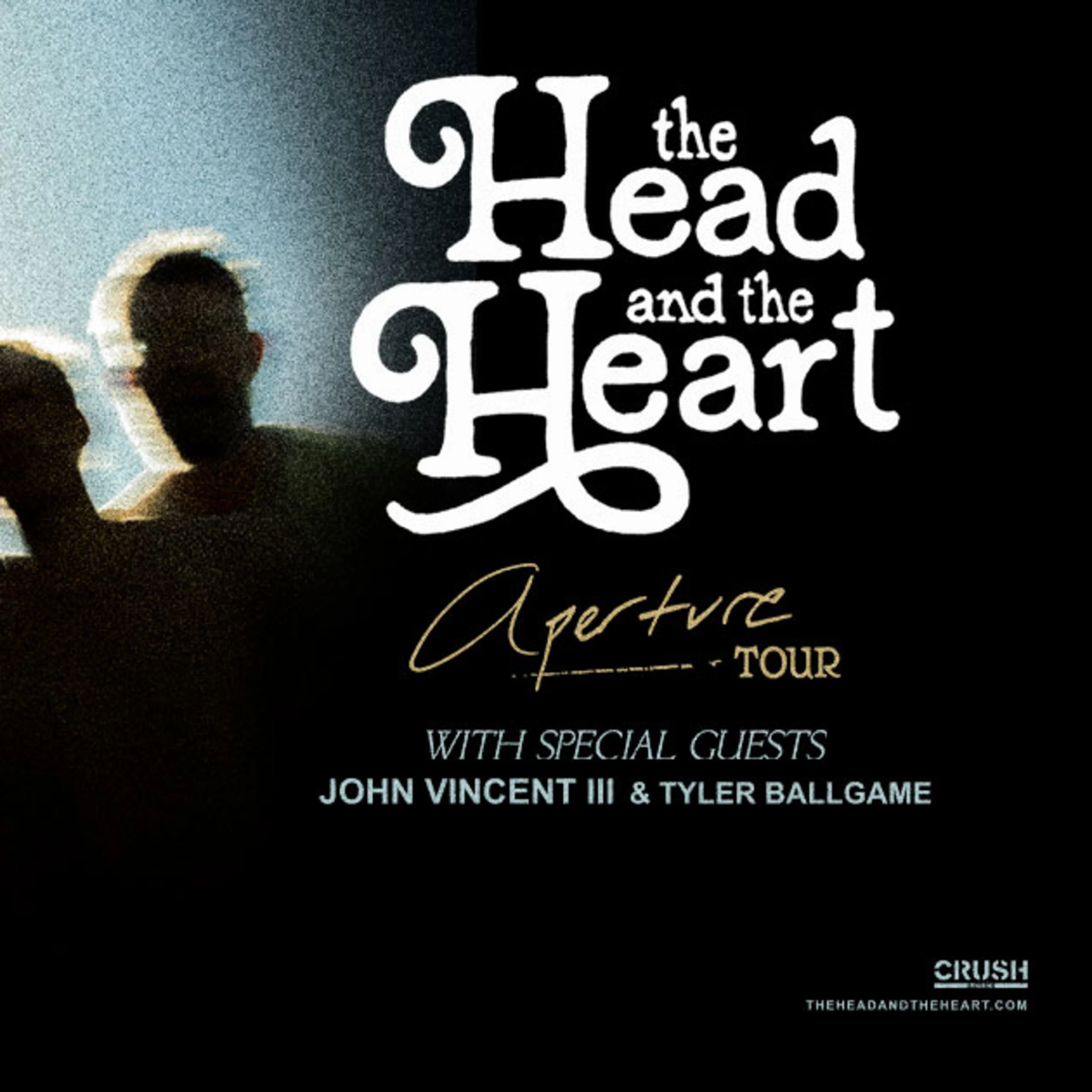 Silhouettes of band members against blue light for "The Head and the Heart" Aperture Tour at The Greek Theatre on September 28.