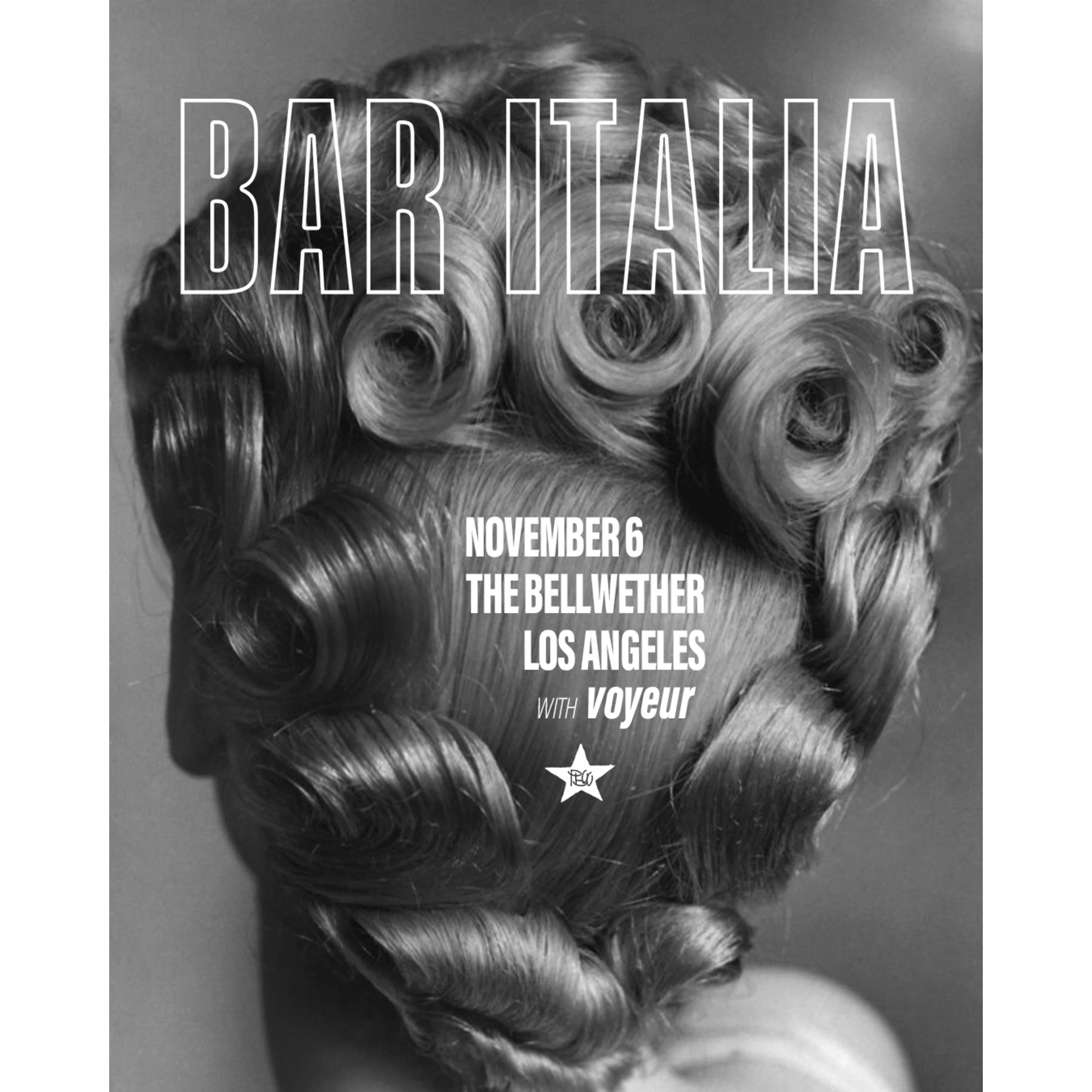 Promotional image for bar italia show at the Bellwether on November 6