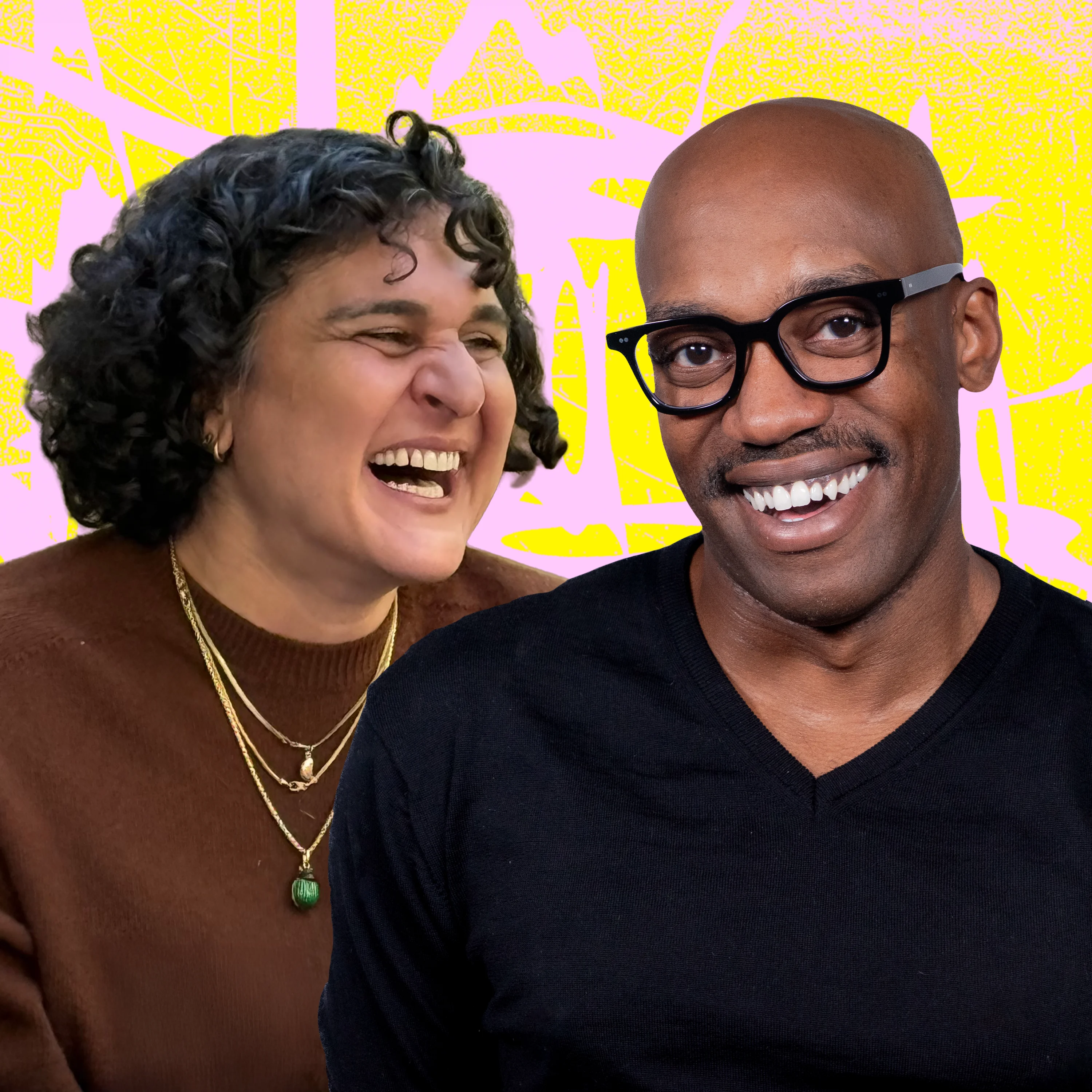 Sam Sanders and Samin Nosrat smiling