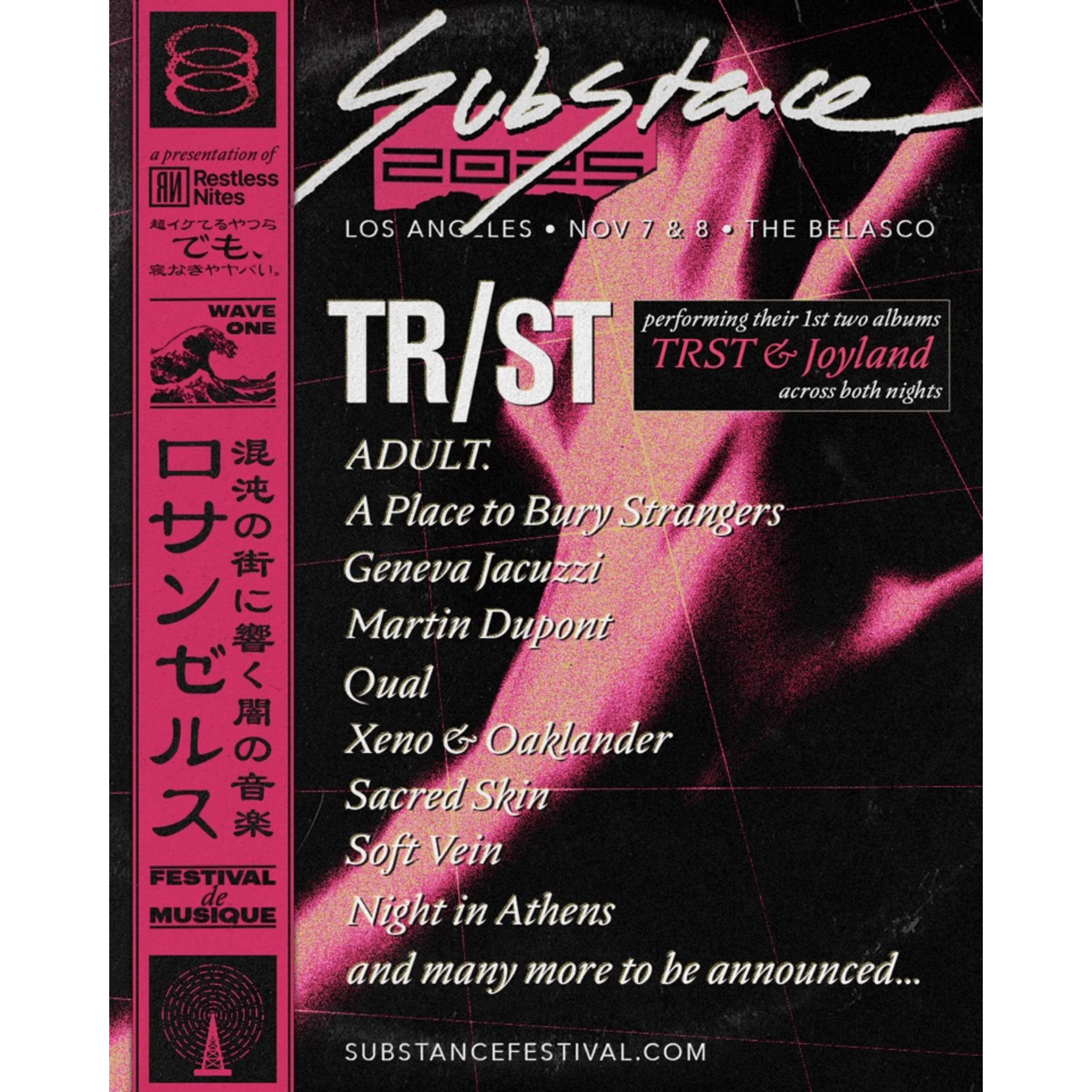 Flyer with the lineup for Substance Festival