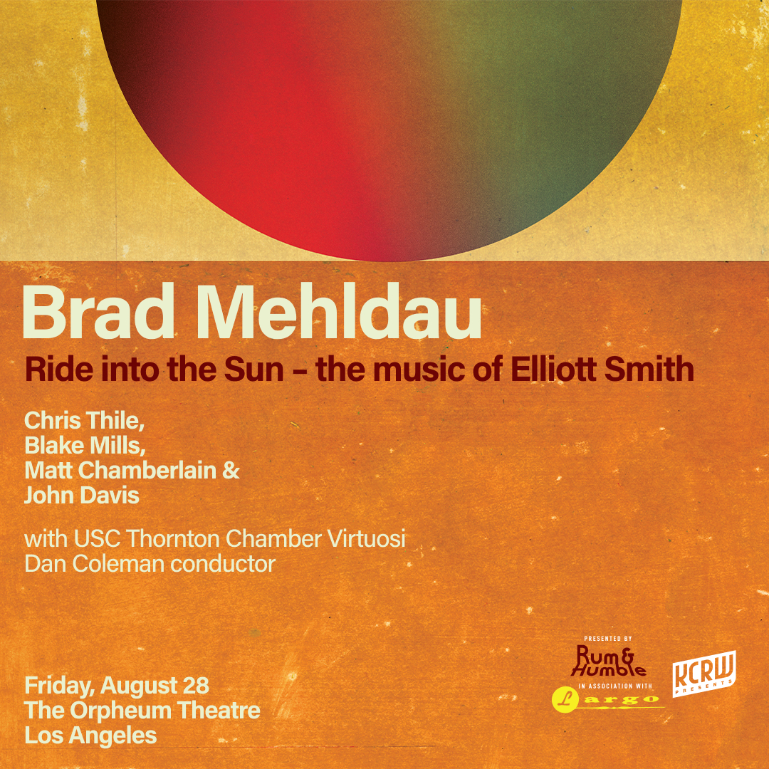 Concert poster for Brad Mehldau's "Ride into the Sun" at The Orpheum Theatre, Los Angeles, August 28.