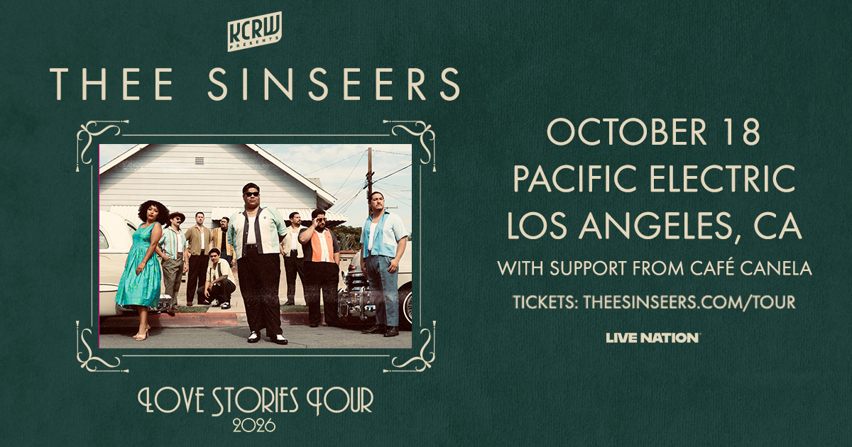 Thee Sinseers Love Stories Tour 2026 concert poster for October 18 at Pacific Electric, Los Angeles, CA.