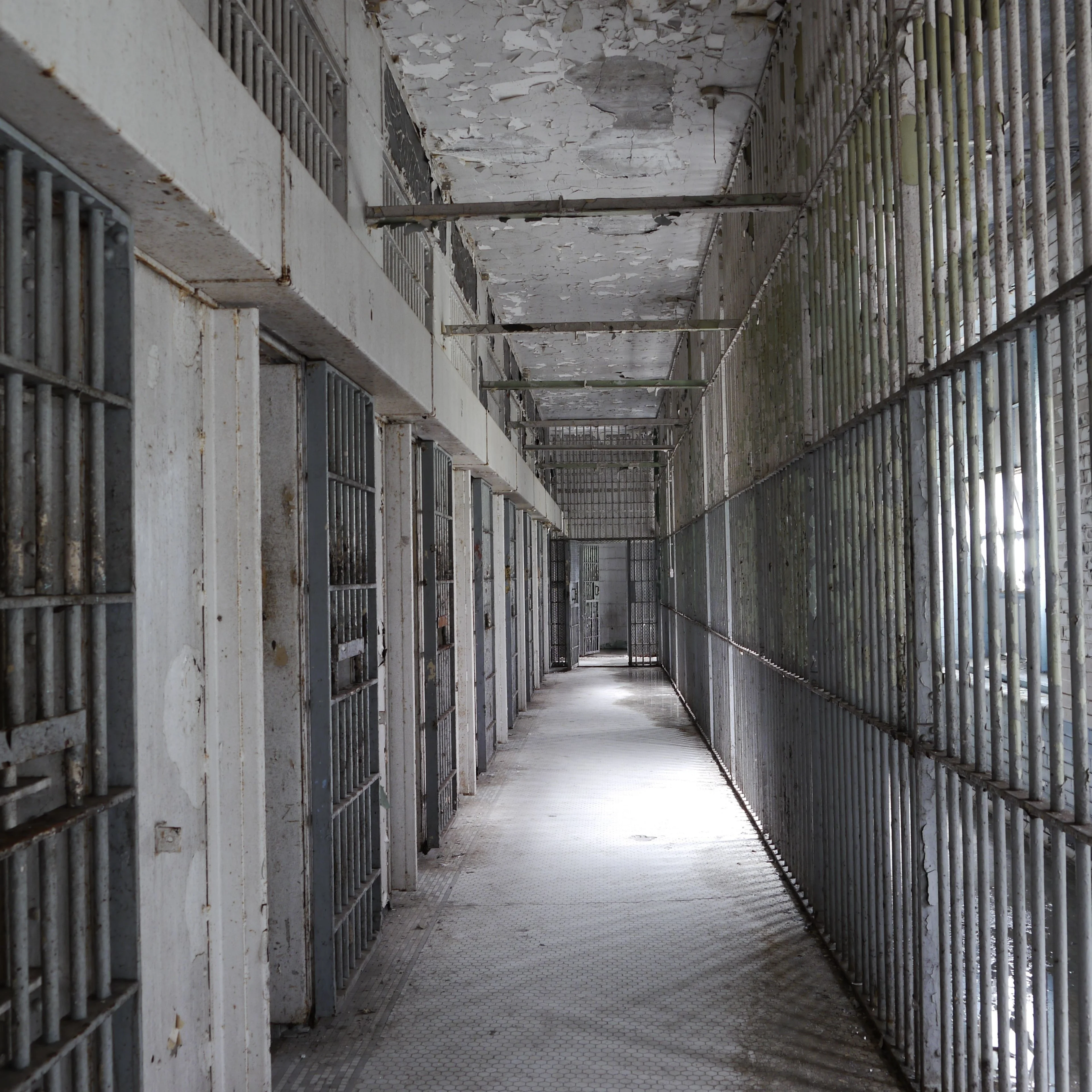 A row of prison cells