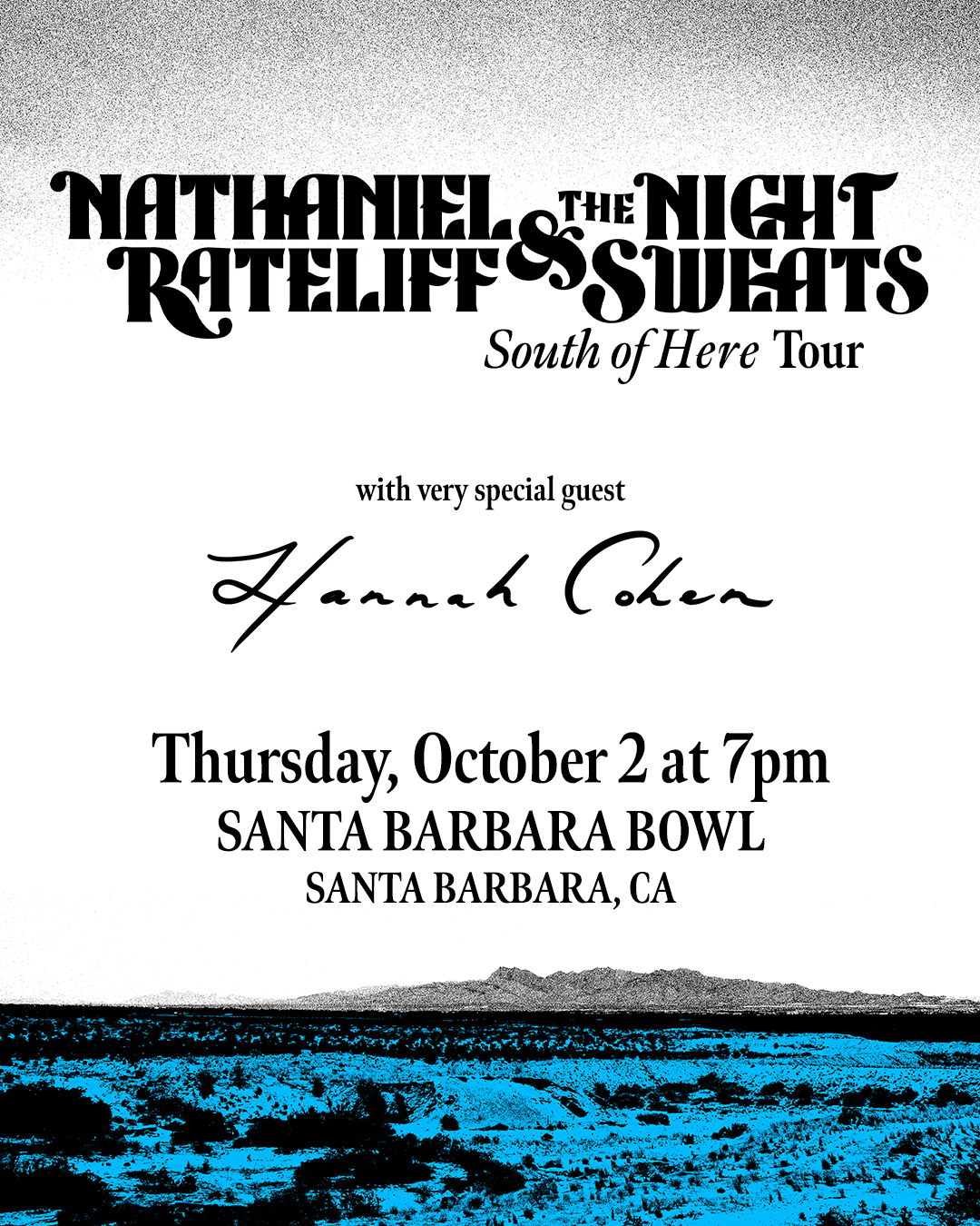 Promotional image for Nathaniel Rateliff & the Night Sweats at Santa Barbara Bowl 10/2/25