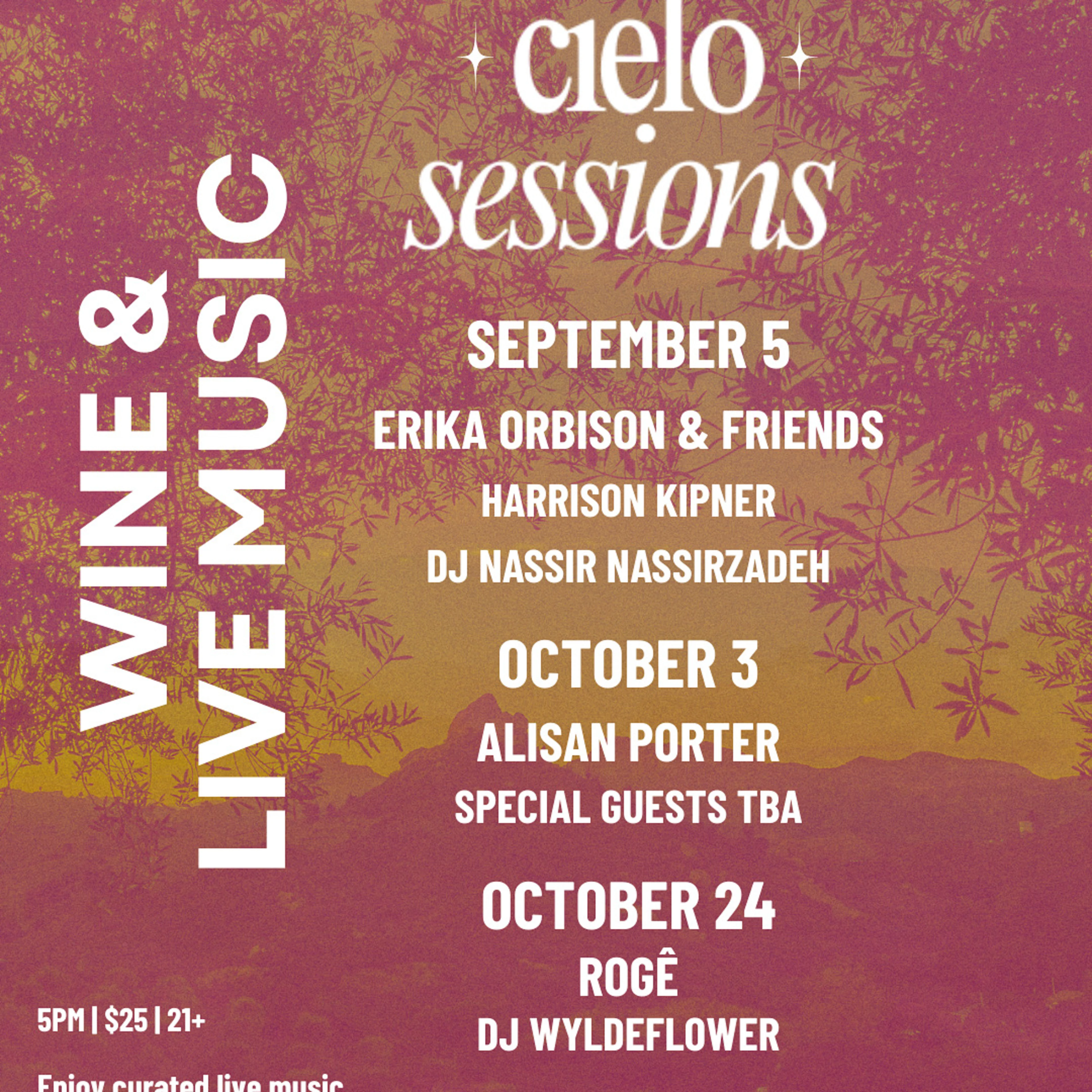 promotional image for Cielo Sessions with show information