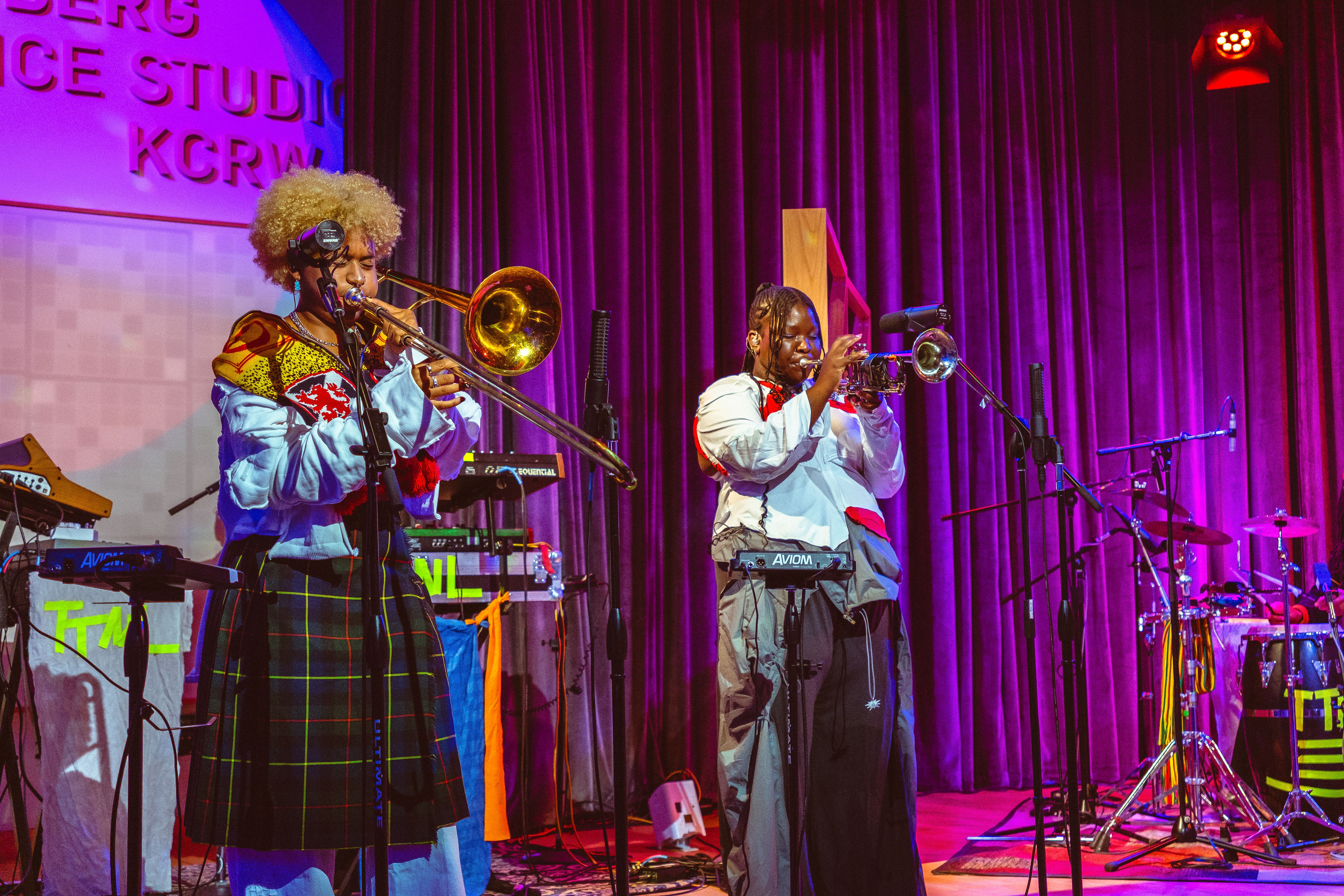 Kokoroko's fiery horn section plays. 