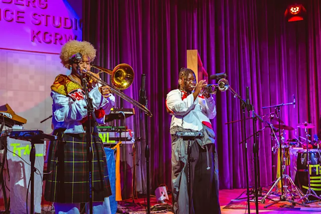 Kokoroko's fiery horn section plays.