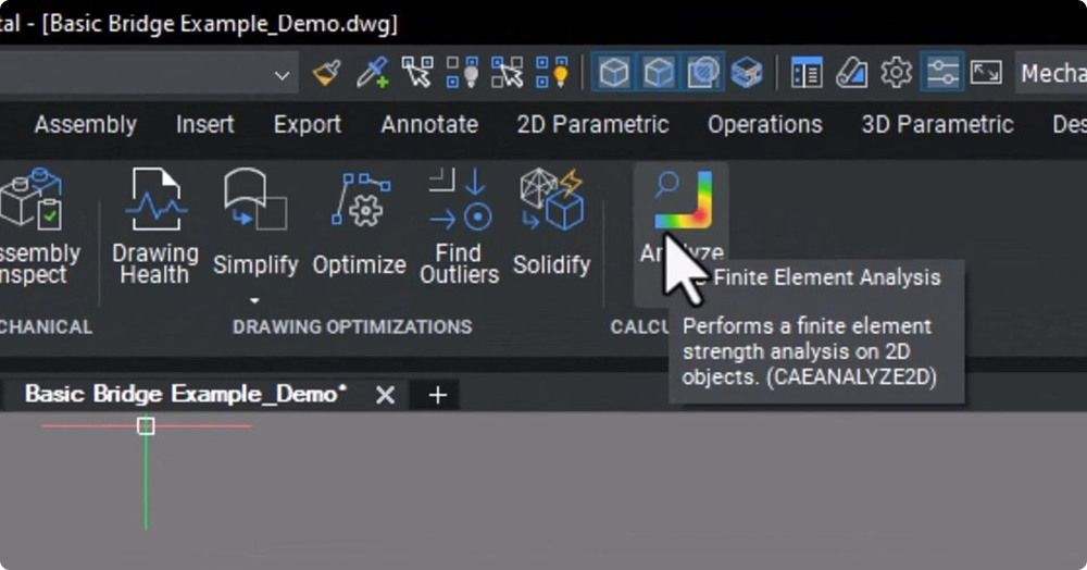 CAEANALYZE2D 功能區