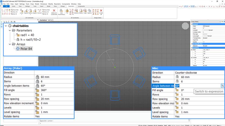 2D Parametric constraints- set up