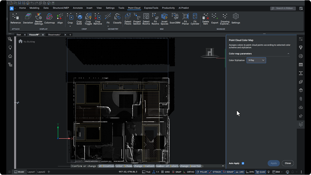 BricsCAD V25.2 Point Clouds - New XRay Colour Map