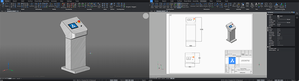What is Paper Space - Paper Space in BricsCAD-model paper sidebyside