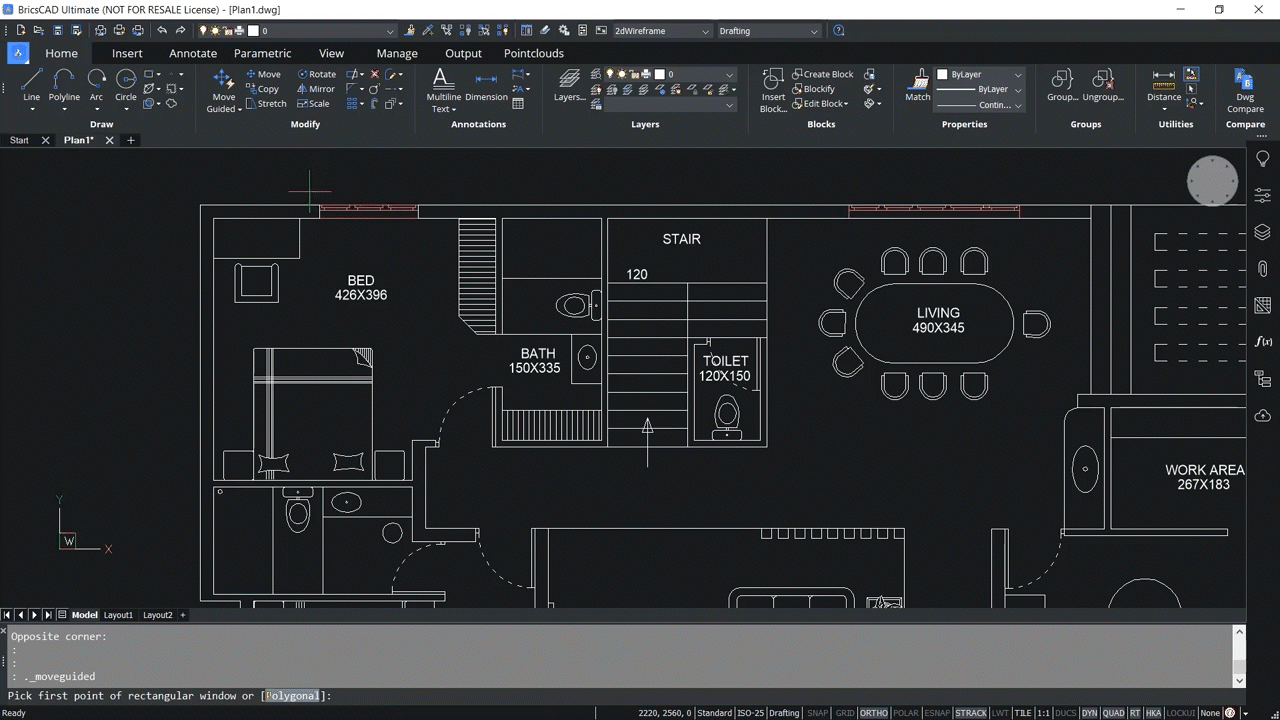 How to use CopyGuided and Moveguided commands in BricsCAD 6.15-6.18