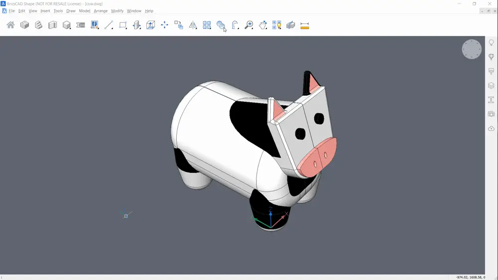 Editing Entities in BricsCAD Shape -union
