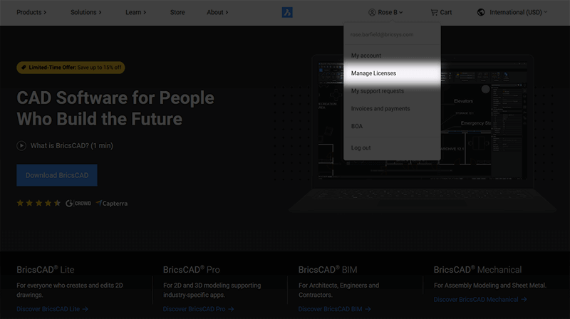 BricsCAD Download and Upgrade FAQs- manage-my-licenses