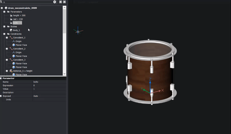 Make a Drum Kit With Parametric Modeling- no design table