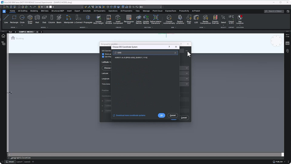 GIS coordinate BricsCAD BIM