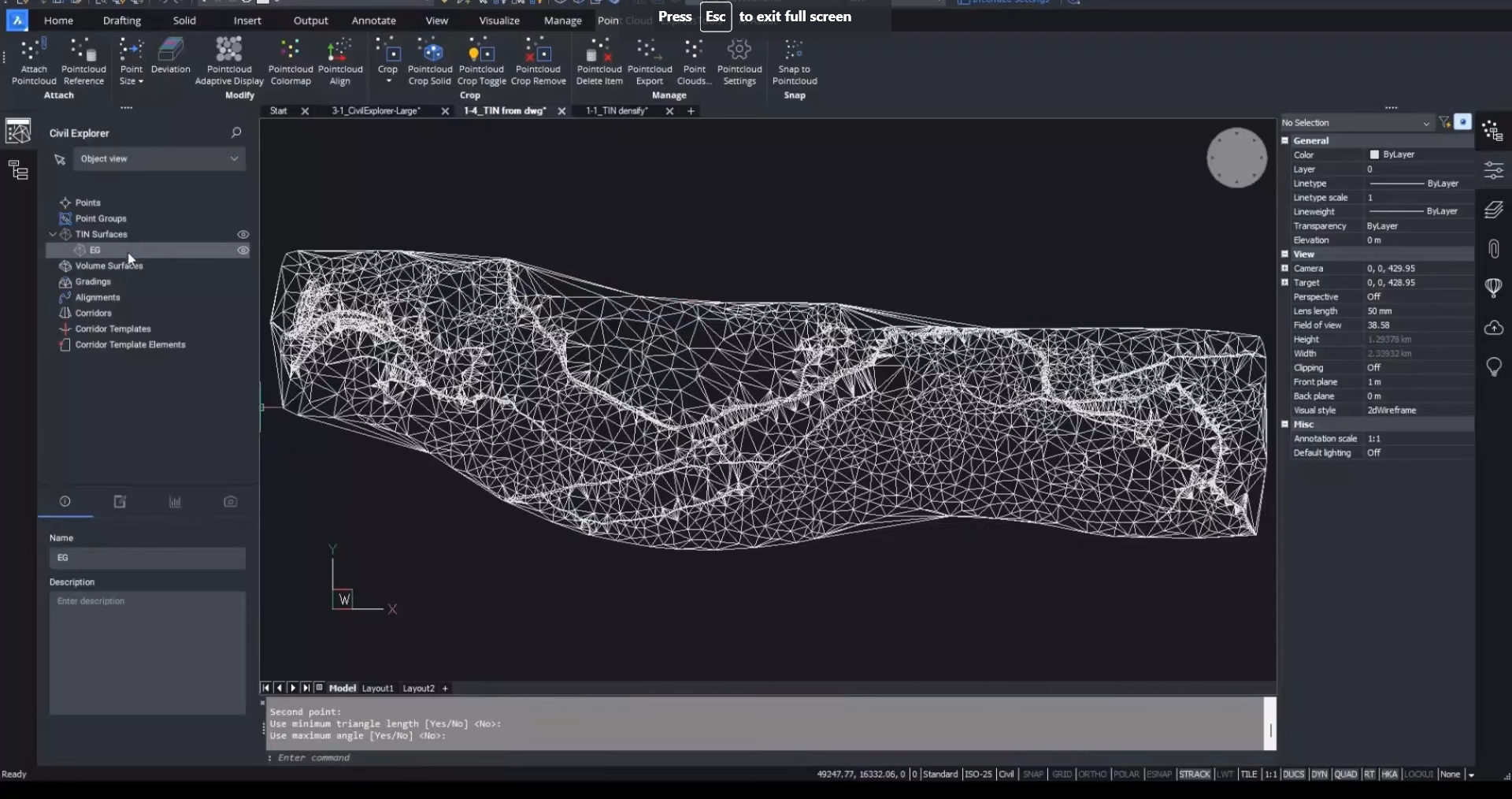 Superfícies TIN do Desenho BricsCAD Pro para Civil V23.2