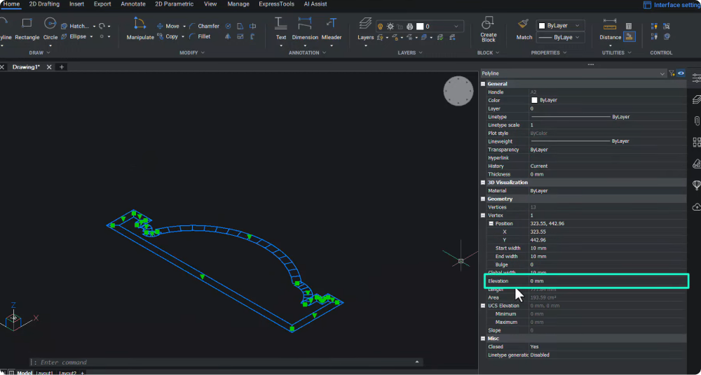 polyline elevation