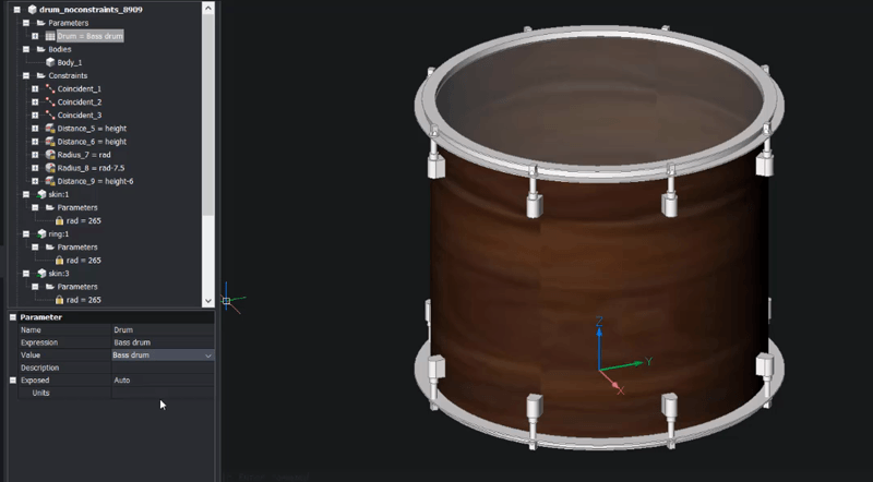 Make a Drum Kit With Parametric Modeling- final animated-1
